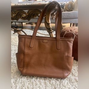 Fossil leather tote